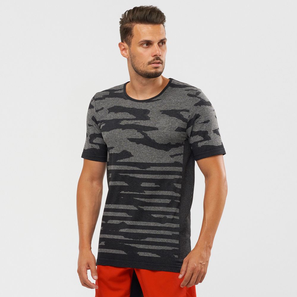 Camisetas Salomon Hombre Negras - Salomon Argentina XA CAMO TEE,874352-BXW